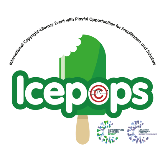 Logo of the Icepops conference including a green lollipop