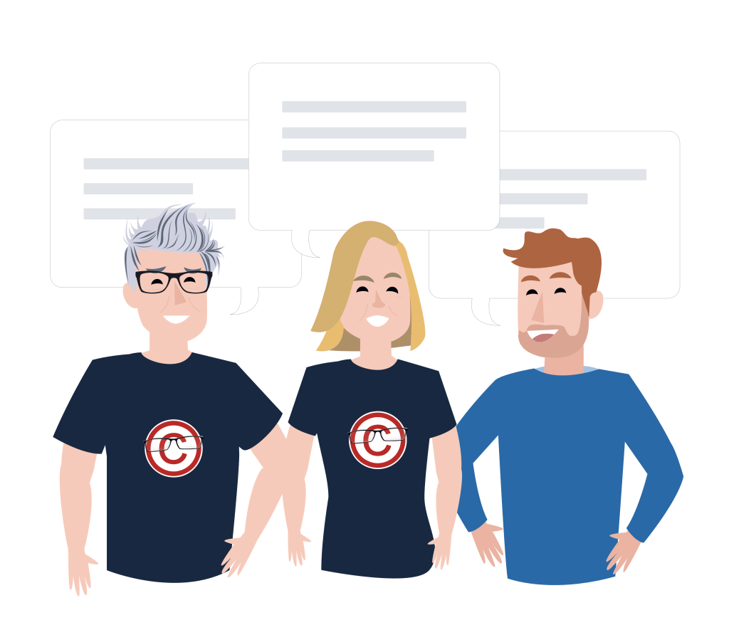 Cartoon Chris, Jane and Matt East